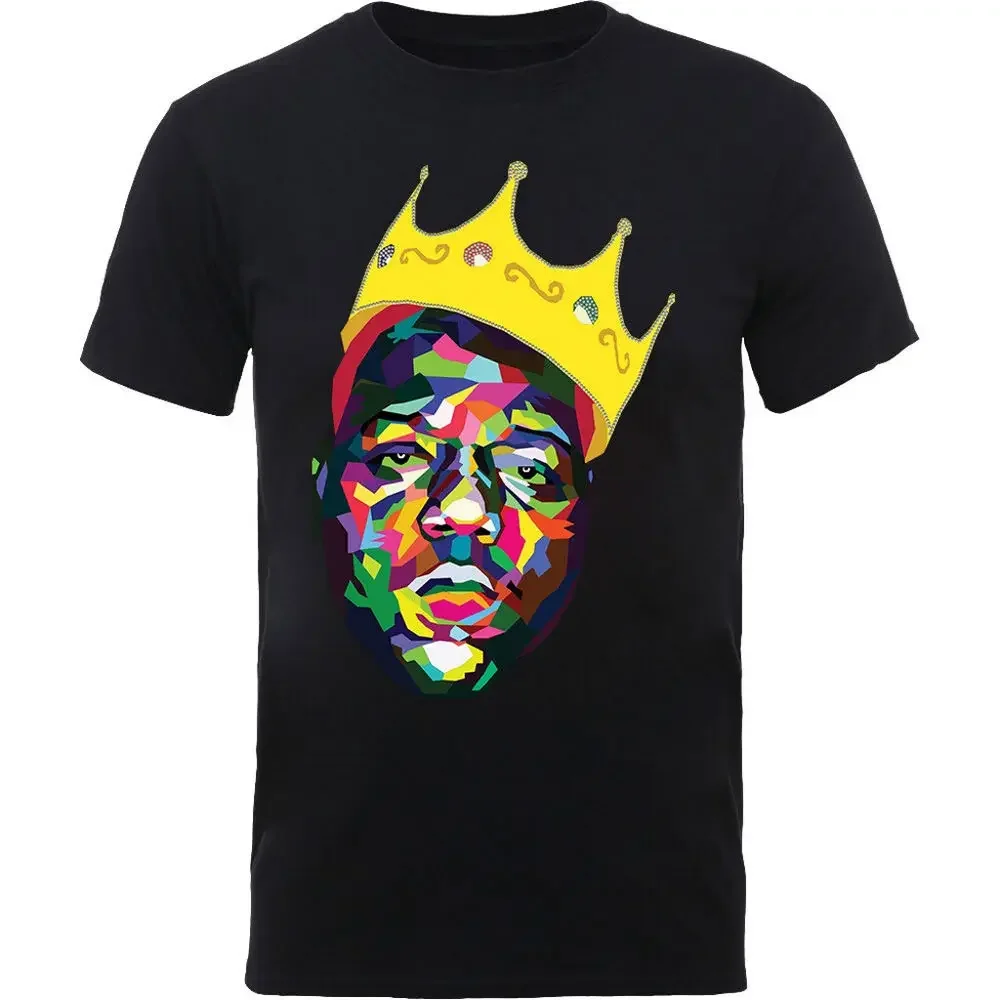 The Notorious Multicoloured Crowned Biggie    Anime pattern for both men and women High quality cotton Short Sleeves100%