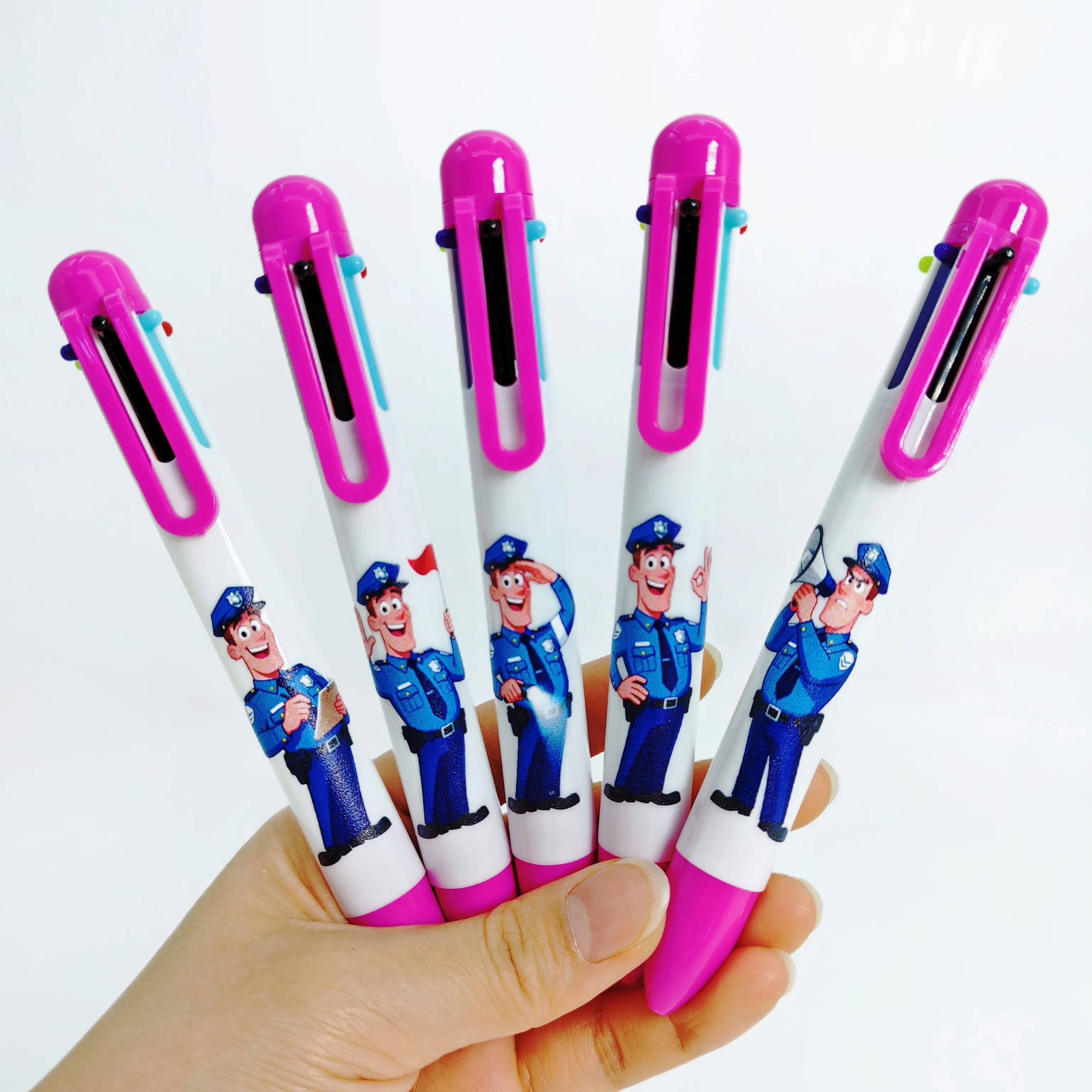 8 قطع/12 قطعة قلم حبر جاف للشرطة الذكور، قلم حبر جاف خاص بستة في واحد، قلم حبر جاف محمول #2