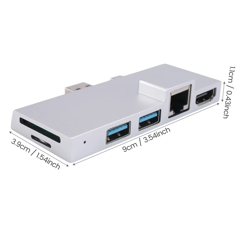 A41Z-For Surface Pro 4 5 6 Docking Station Hub With 4K -Compatible TF Card Reader Gigabit Ethernet 2 USB 3.1 Gen 1 Port