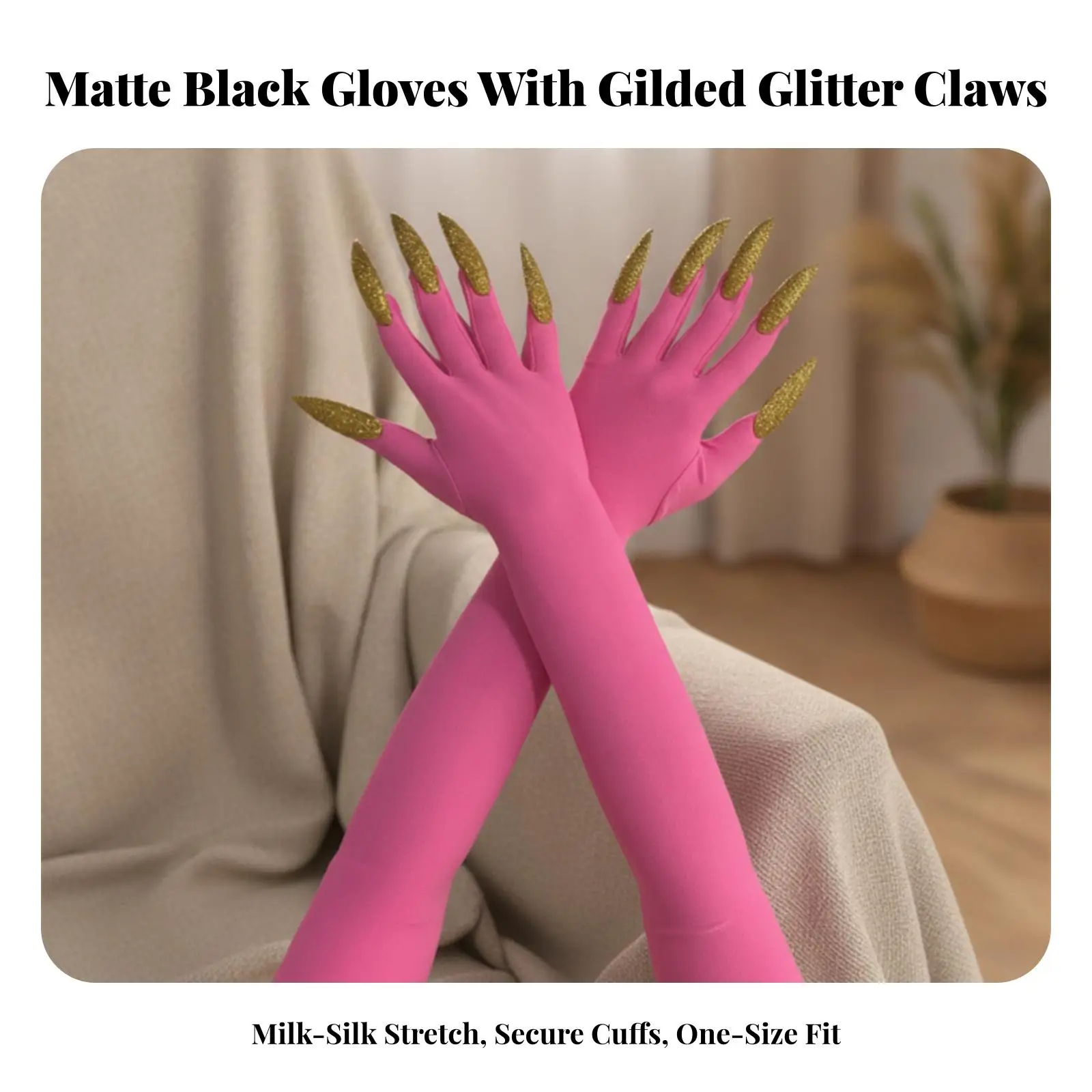 Performance Gloves for Women Halloween Claw Gloves Long Black Gloves Sparkly Glitter Elbow Length Fingerless Gloves Costume