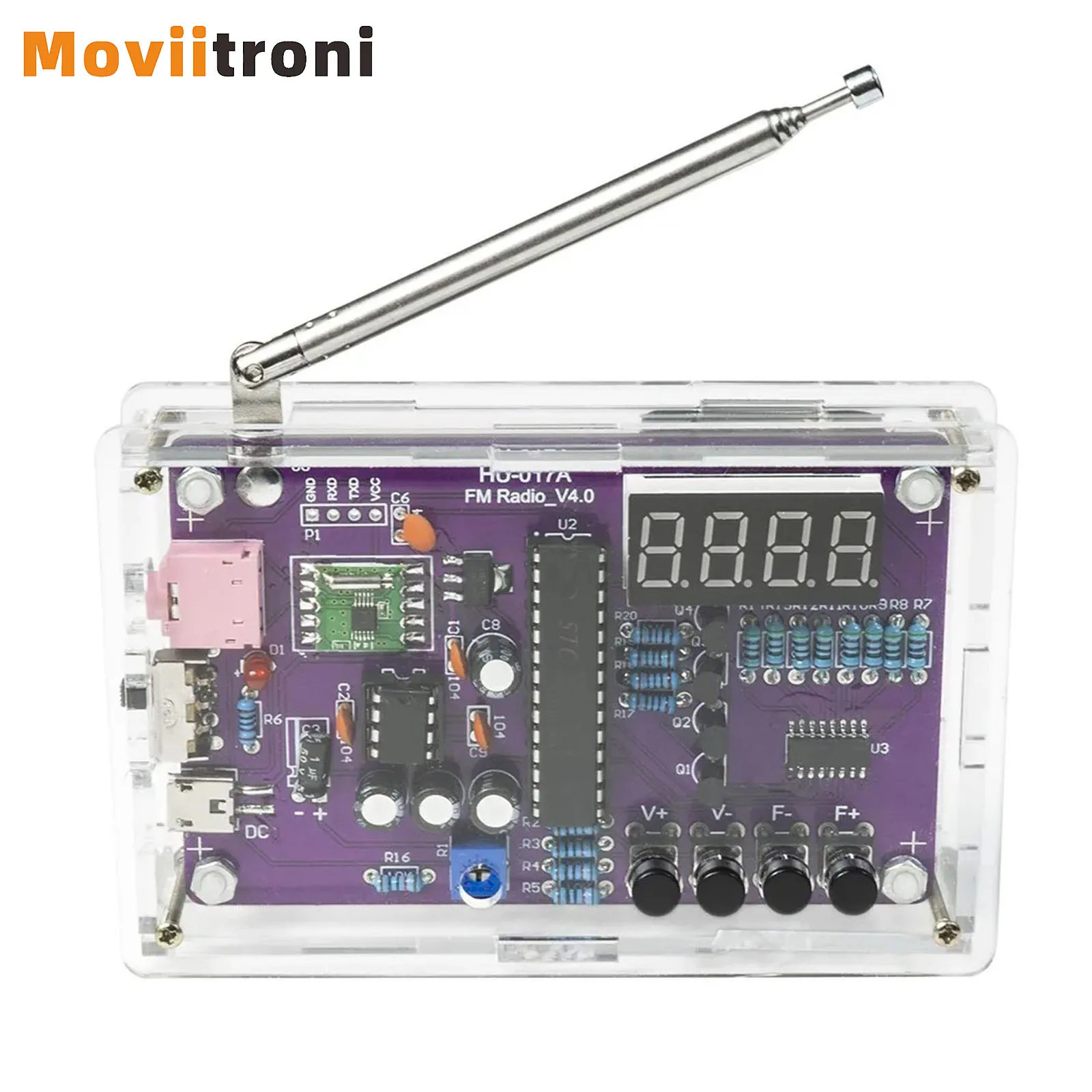DIY FM Radio Electronic Kit Adjustable Frequency 87-108MHz RDA5807S Digital Display DIY Soldering Project Practice Solder
