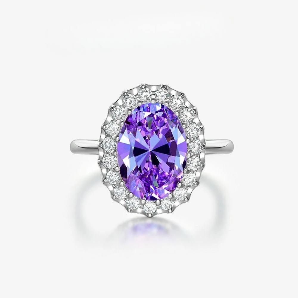 

New 925 Silver High Carbon Diamond 10 * 14 European and American Fashion Atmosphere Inlaid 8-carat Ring and Diamond Ring
