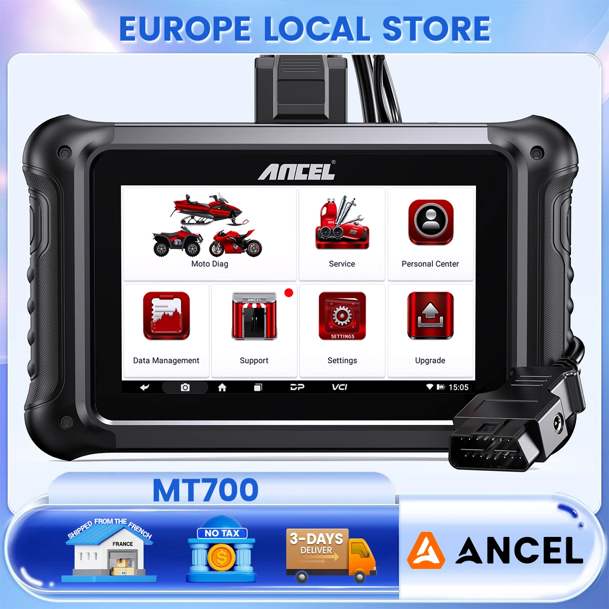ANCEL MT700 Moto Scanner OBD2 Scanner Moto Diagnostic Tool met Olie Reset ABS Bloeden voor YAMAHA HONDA BMW DUCATI HARLEY