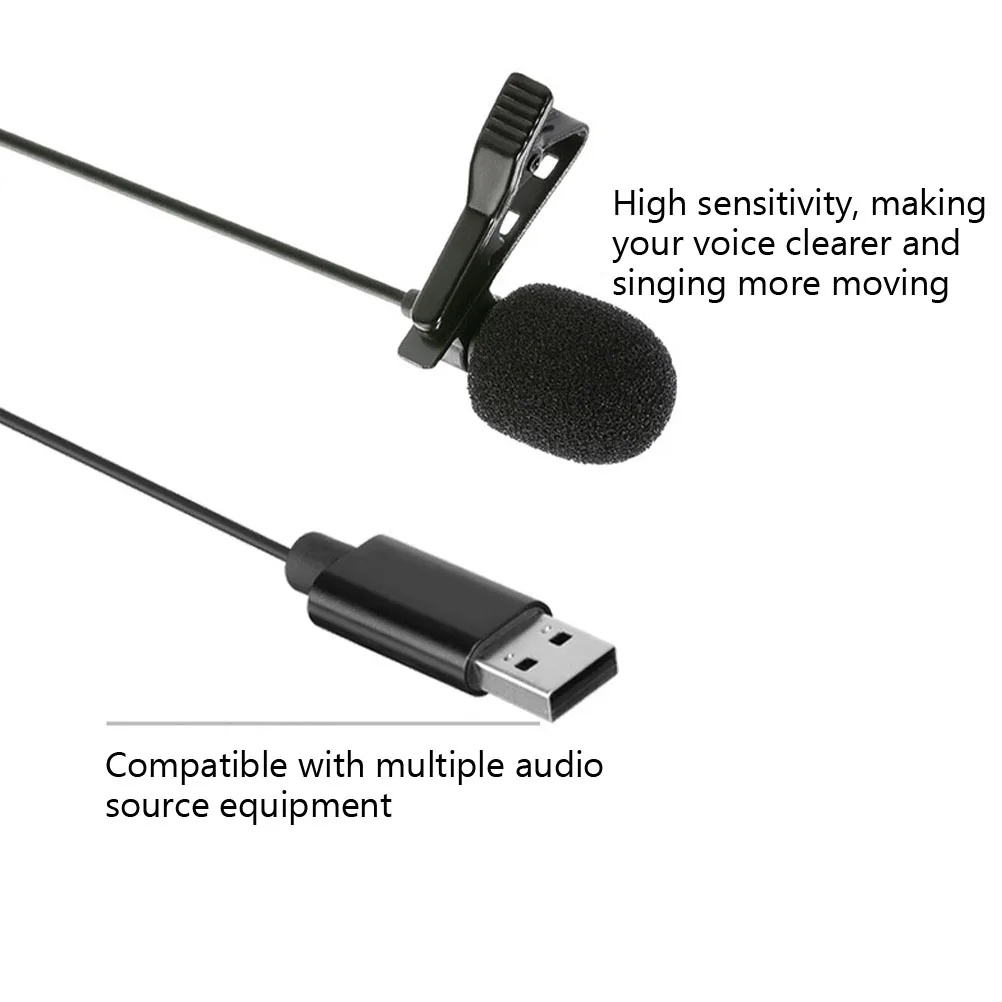

USB Microphone Aluminum Alloy 360 degree Pickup Condenser Mic Computer Plug High Sensitivity Multi angle Adjustment Lapel