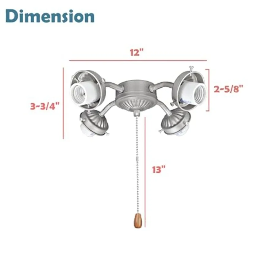 22003-11 Ceiling Fan Fitter Light Kit with Pull Chain