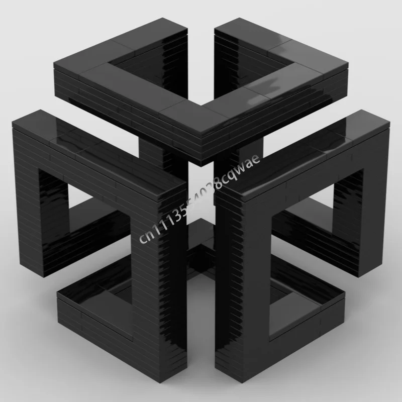 210Parts Impossible Infinity Cube MOC Model Custom DIY Creative Assembly Building Blocks Geometric Decoration Educational Toys