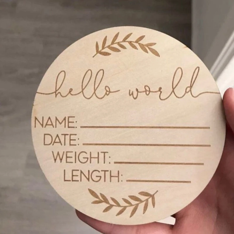 Baby Wooden Milestone Card Engraved Wooden Hello World Milestone Newborn Photography Props Children Shooting Accessories