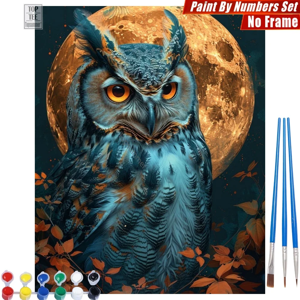 

Mysterious Moon Owl DIY Paints By Numbers Set - Rich Feather Details Creative Family Fun Father'S Day Gift For Dad