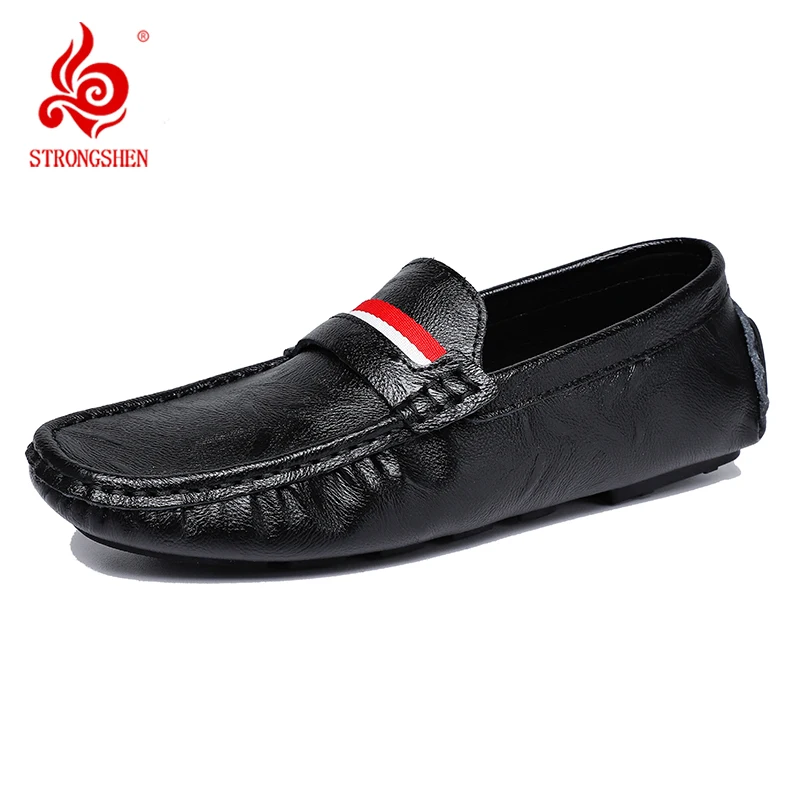 

STRONGSHEN Men Shoes Slip on Flats Moccasins Mens Breathable Casual Leather Shoes Luxury Brand Loafers Driving Shoes for Men