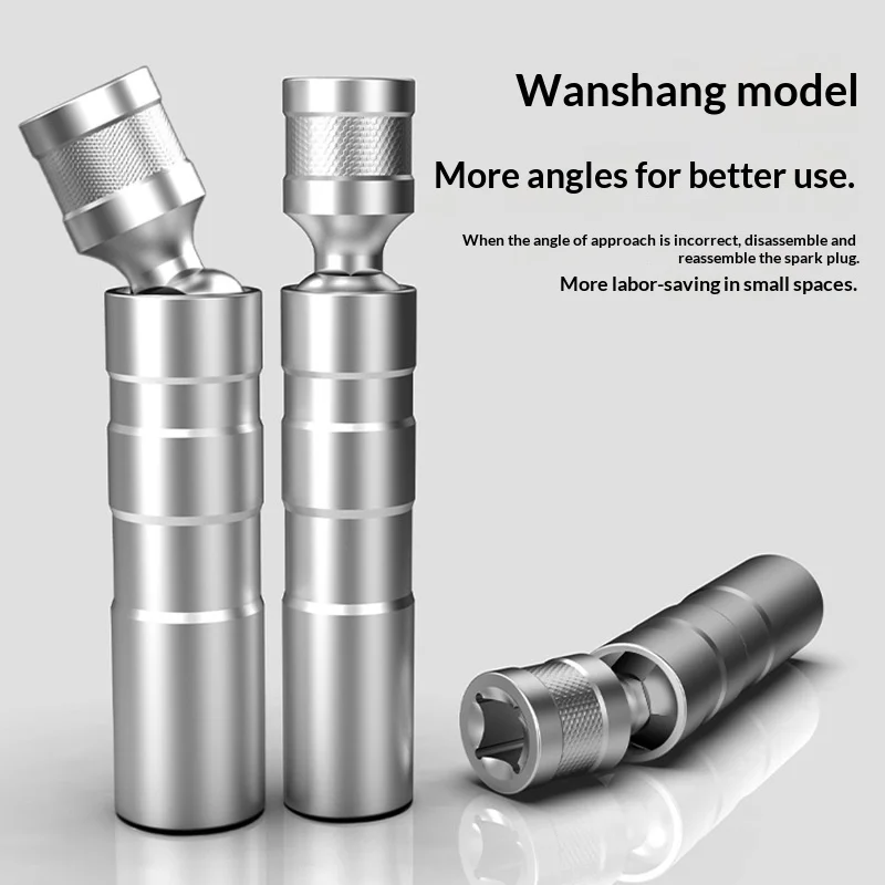 Thin Wall Swivel Magnetic Spark Plug Socket 3/8 Inch Drive 12-Point Standard Removal Tool for Easy Access To Deep Recessed Plugs