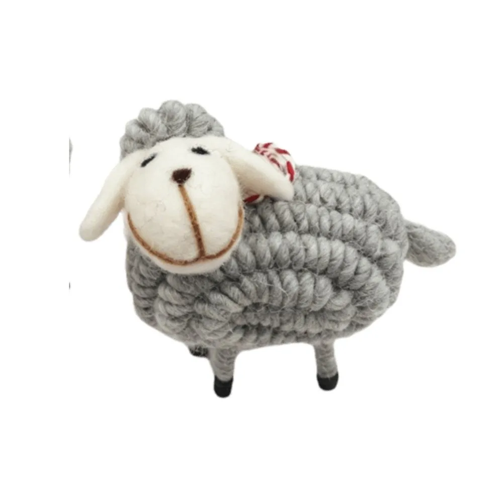 Creative Handmade Crochet Sheep Ornament Scarf Hat Cute Little Lamb Hanging Pendant Curly Fur Plush Curly Wool Sheep Pendant