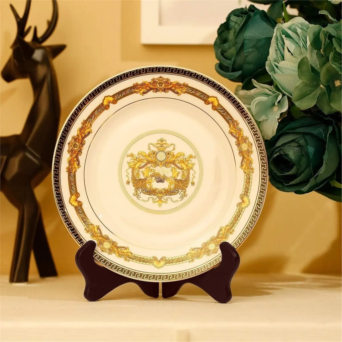 PHONE&GEAR 4pcs 7-Inch Wooden Display Stand, Decorative Plate Holder, Suitable for Picture Frames and Art Stands