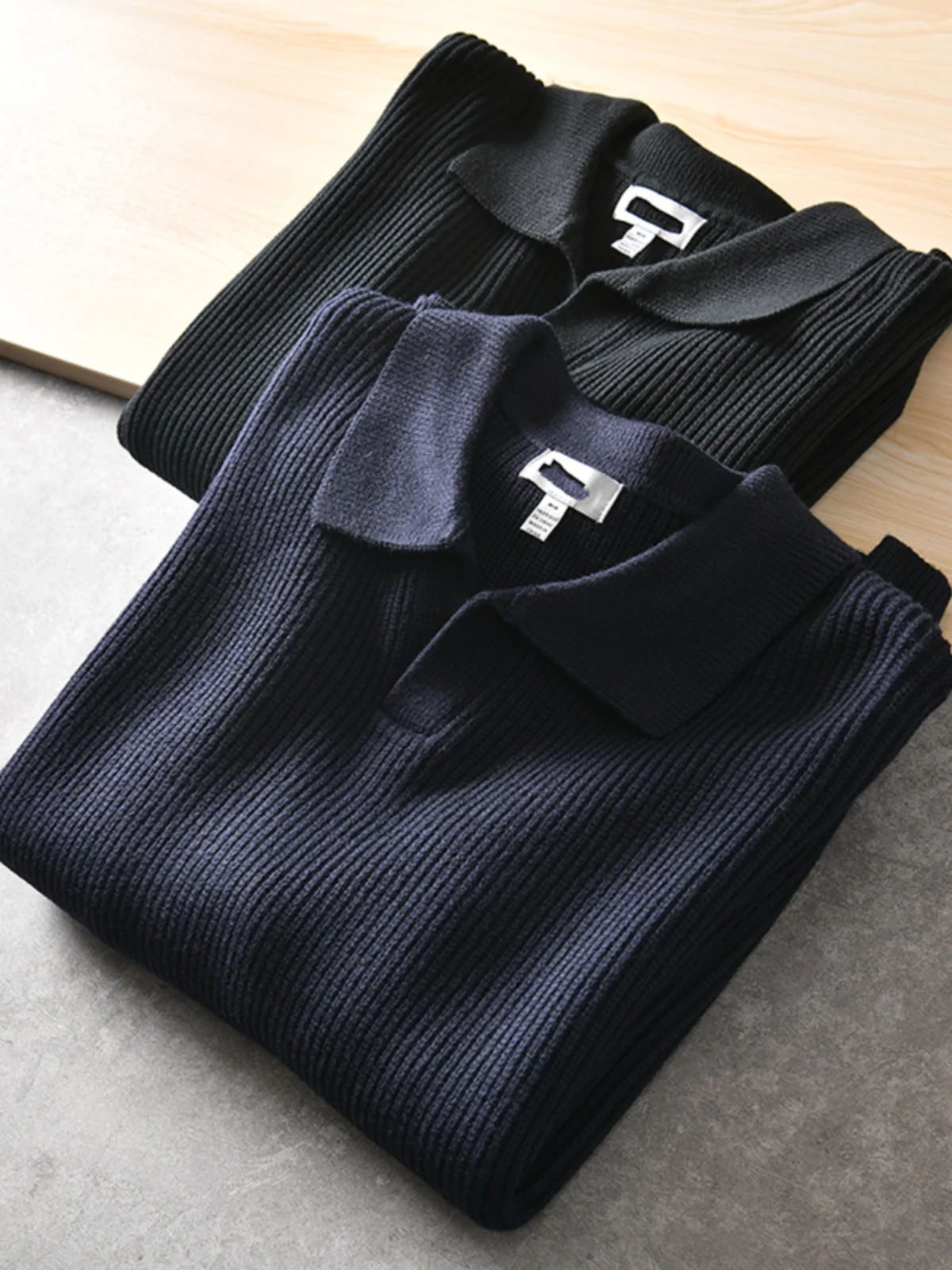 

High-End Feeling 85 Cotton 15 Cashmere Men's Autumn Winter Casual Turn-down Collar Color Knitted Sweater Fashionable Sl...