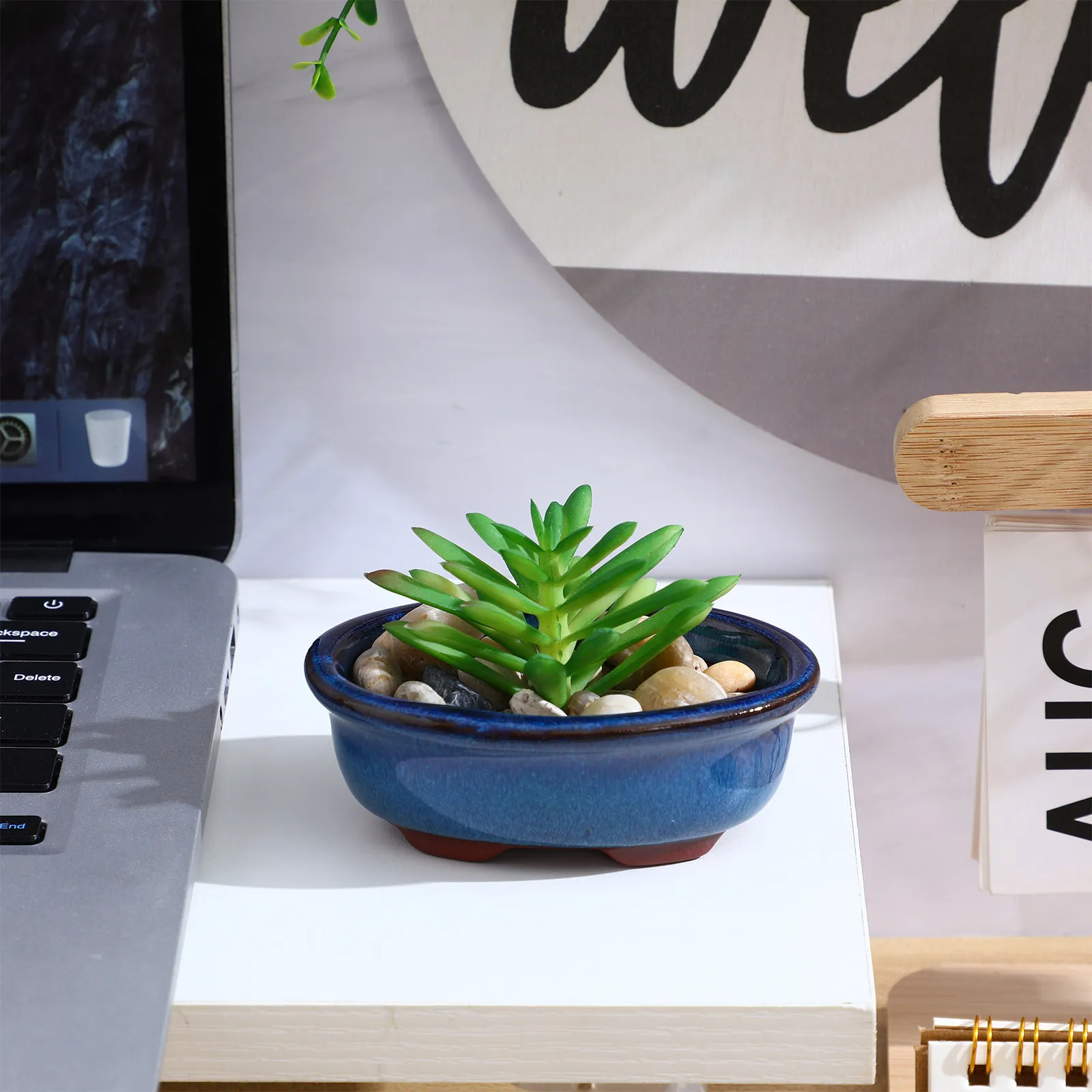 2Pcs Ceramic Purple Clay Flowerpot Chinese Style Glazed Planter Desktop Succulent Cactus Pot Home Office Garden Ornament