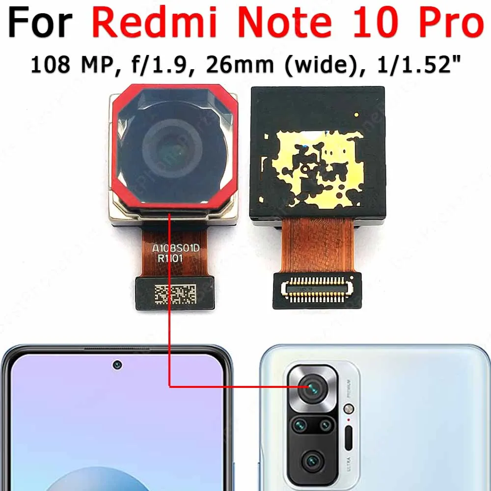 

Rear Camera For Xiaomi Redmi Note 10 Pro Back Camera Module 108MP Flex Replacement Repair Spare Parts