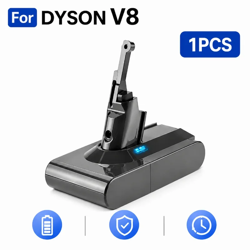 Batteria di ricambio da 21,6 V e 12800 mAh per aspirapolvere Dyson V8 Absolute, Fluffy, Animal e Motorhead SV10. Batteria ricaricabile agli ioni di litio. Spedizione rapida dal magazzino europeo.