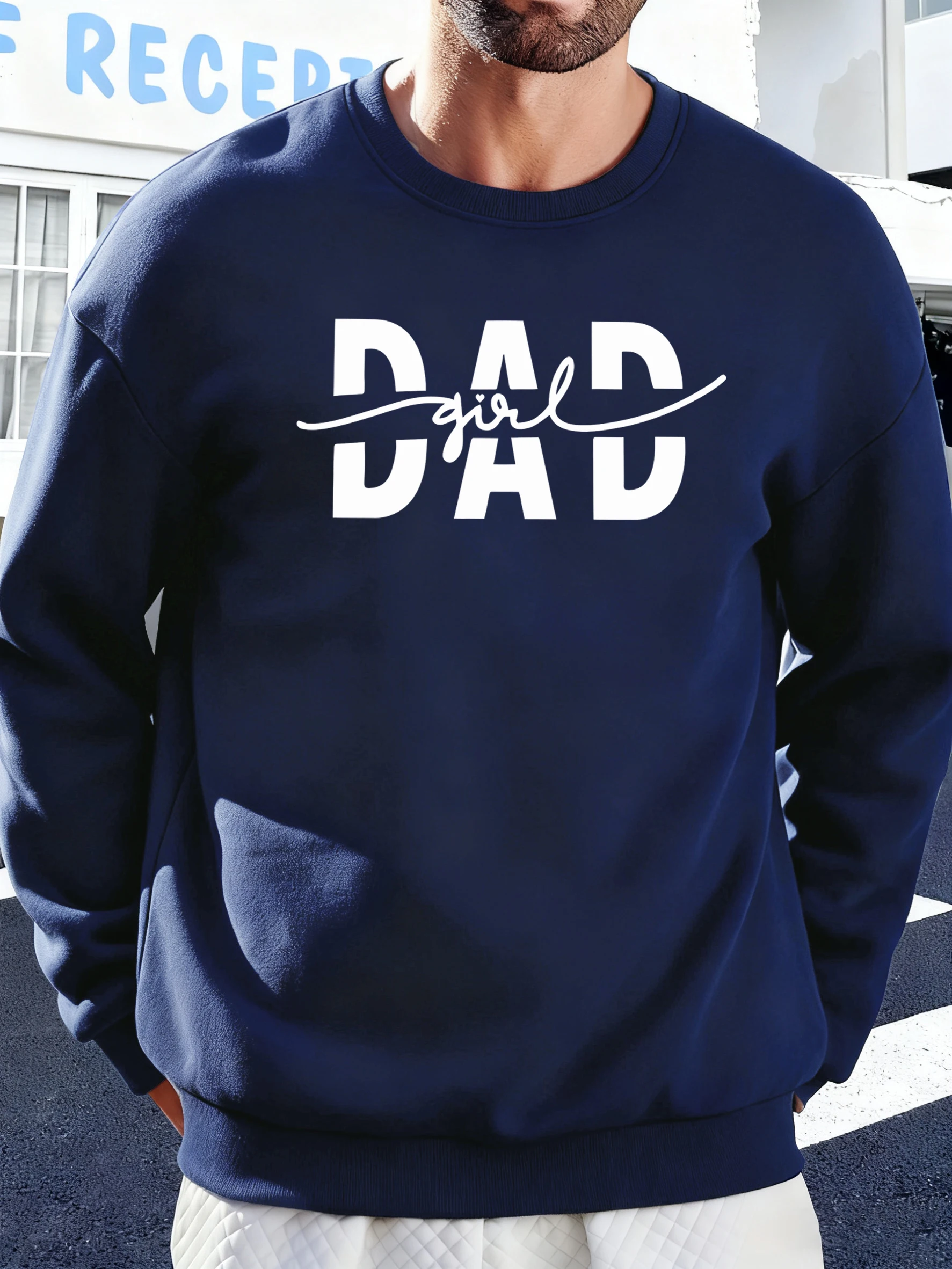 Papa Mädchen Brief Kreativität Druck Pullover Männer Herbst Warme Sweatshirts Übergroßen Fleece Hoodies Weiche Casual Streetwear Männlich