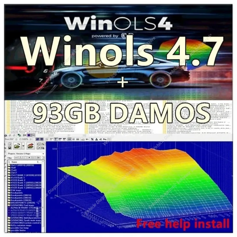 2026 WINOLS 4.7 + 93GB DAMOS Big Archive Mappacks Software Big Pack Chip Tuning Maps All Data Maps File for Automotive