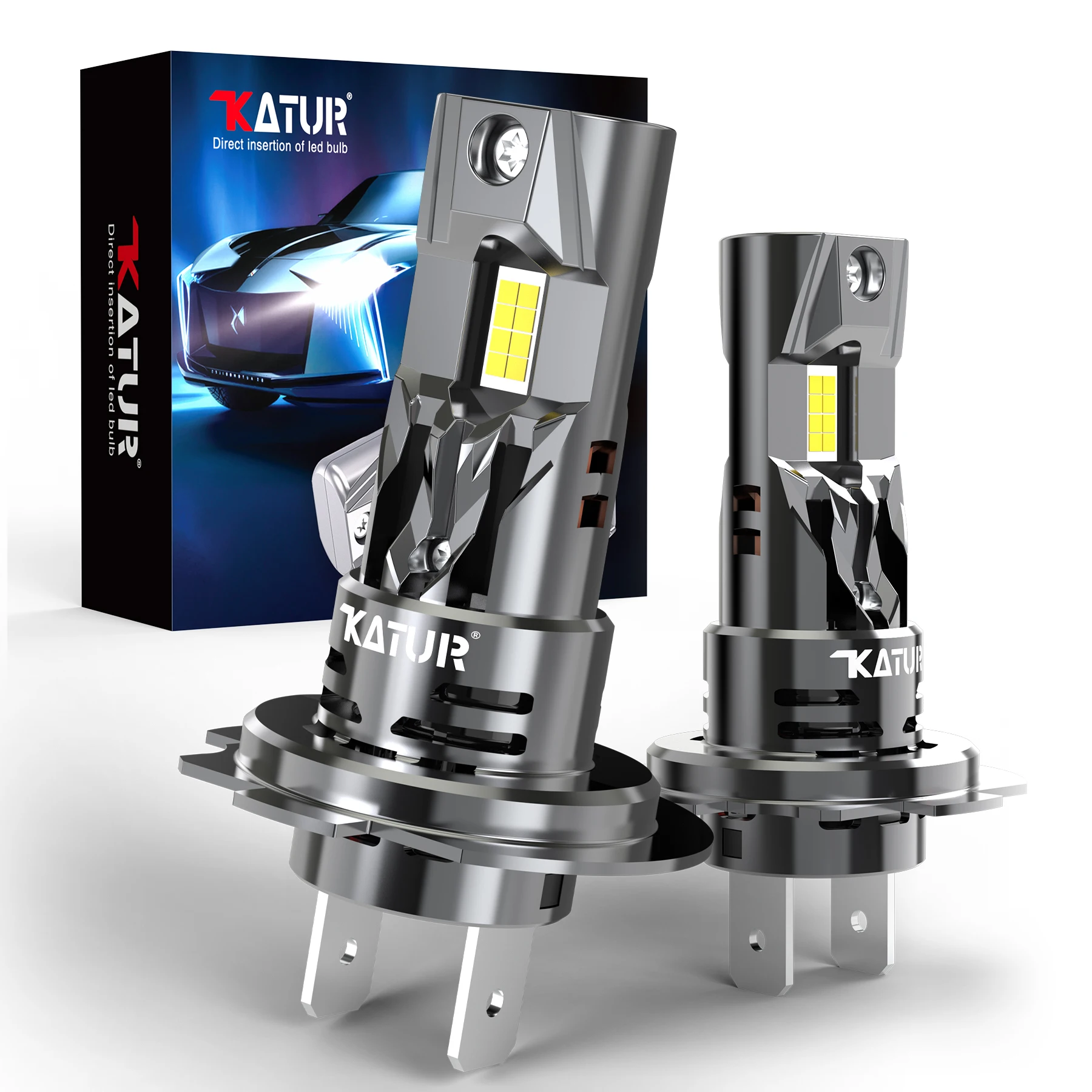 

Katur 2x H7 Car Led Bulbs Auto Headlight with Fan Super Bright 6000K White High Beam 100W For New Bora Sagitar Magotan Lavida