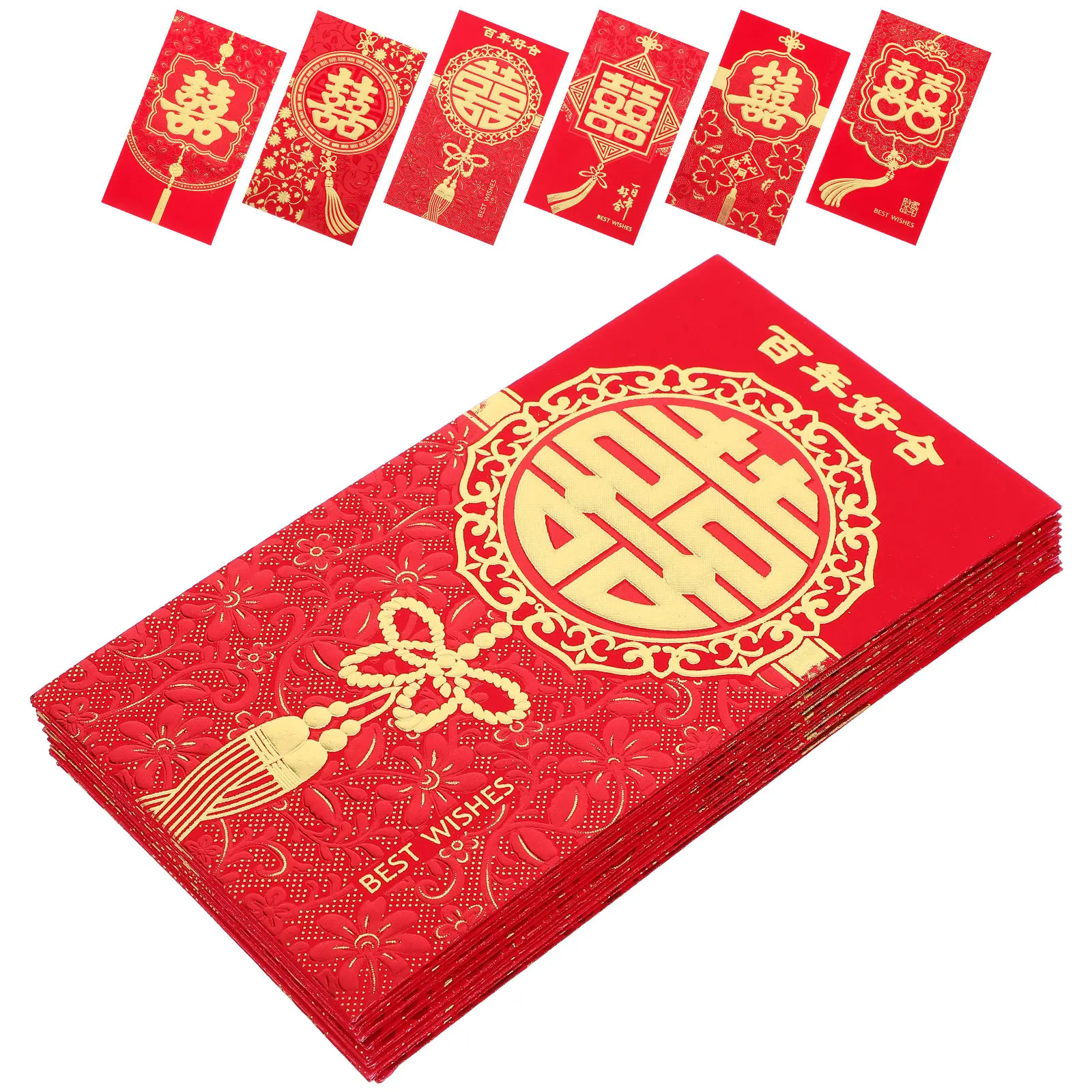 

24 шт. Китайские красные конверты для денег, традиционные счастливые конверты для наличных, для свадьбы, праздника, вечеринки