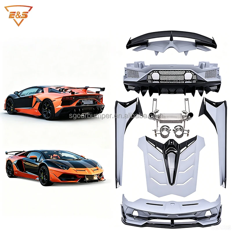 Factory Price Full Set Half Carbon Fiber Conversion Kit for Lamborghini Aventador Upgrade Svj Car Bumper Parts Body Kit