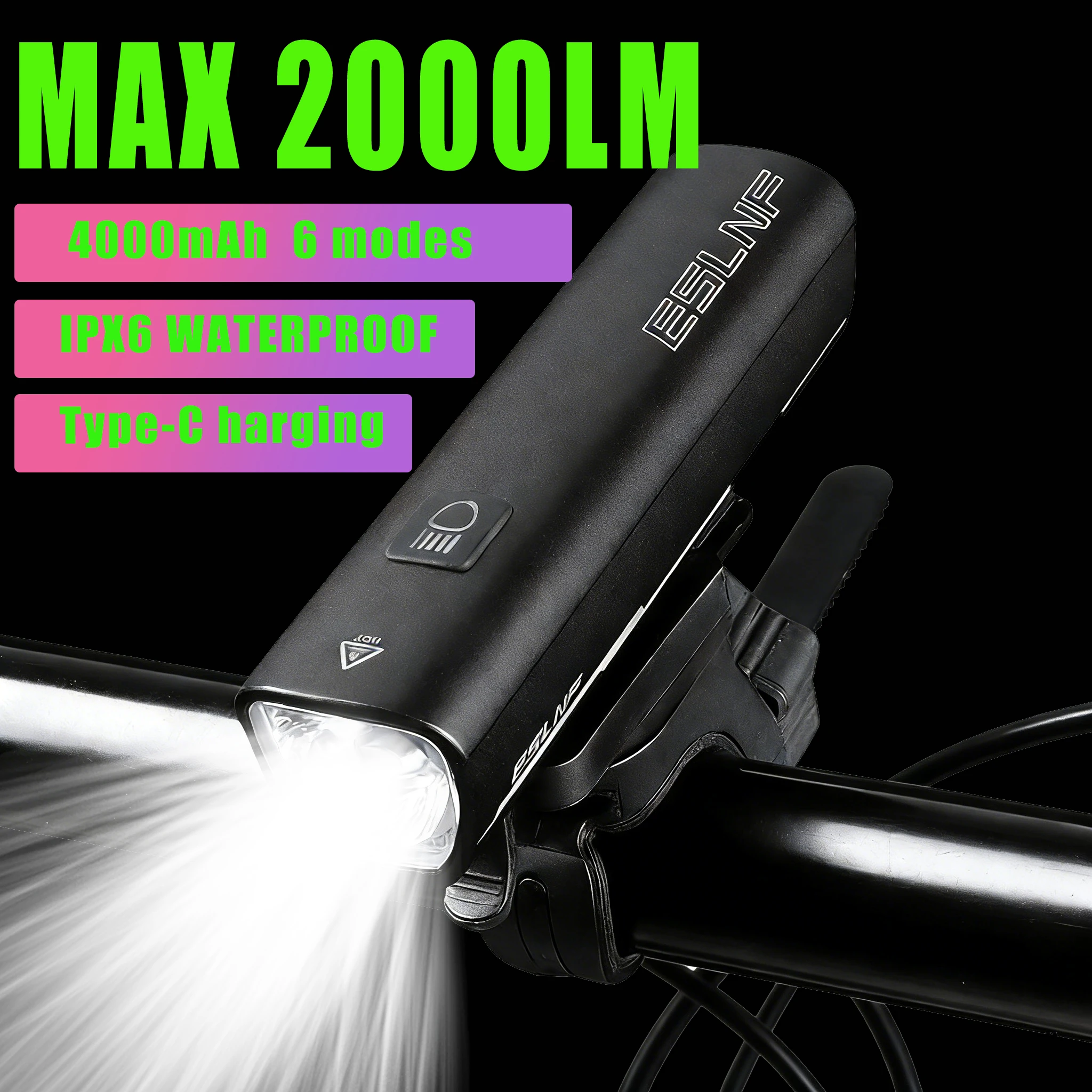 

Велосипедный фонарь 1000LM Передний велосипедный фонарь IPX6 Водонепроницаемый MTB фонарь на руль 4000 мАч USB-зарядка фонарик Подсветка велосипедной лампы