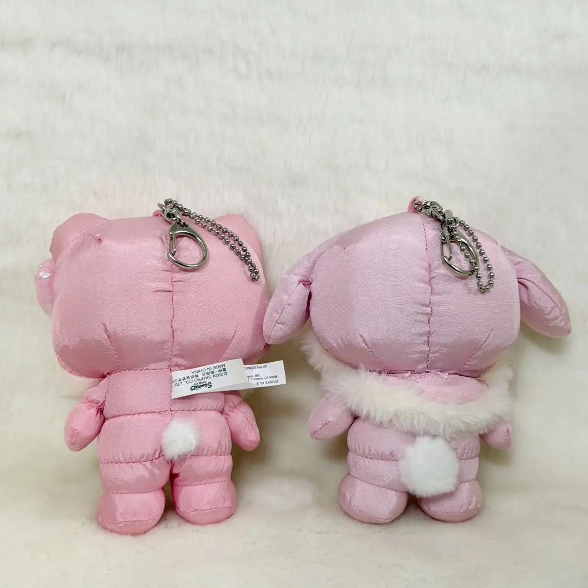 Sanrio Hello Kitty Cross-Dressing Down Jacket Plush Doll Keychain Winter Atmosphere Pendant Car Key Backpack Decoration Gift