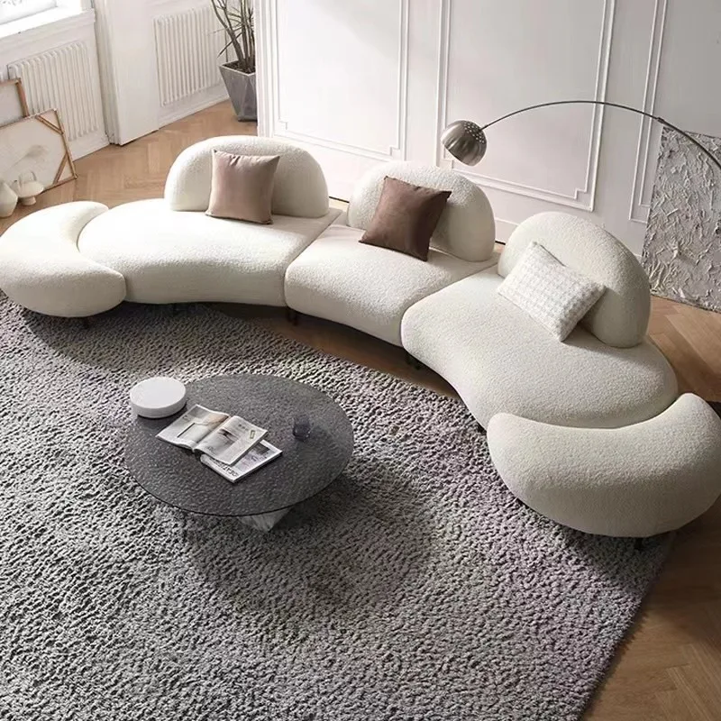 Italian minimalist cotton and linen special-shaped combination sofa, living room beauty salon exhibition hall reception area