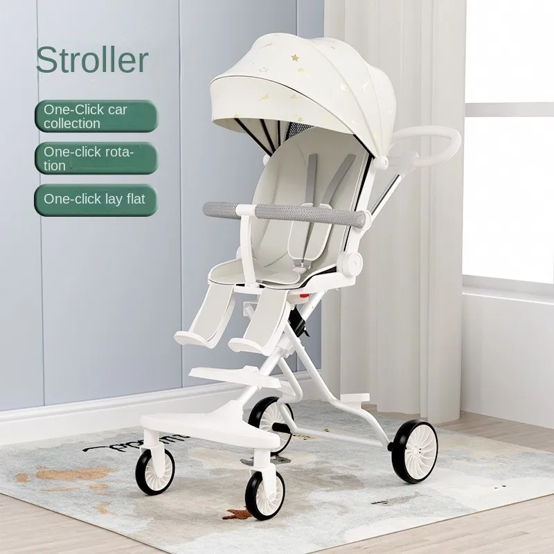 Lazychild Baby Stroller Portable Folding Walking Sit Flat Ultra-light Two-way Four-wheeled Lightweight Stroller Drop-shipping