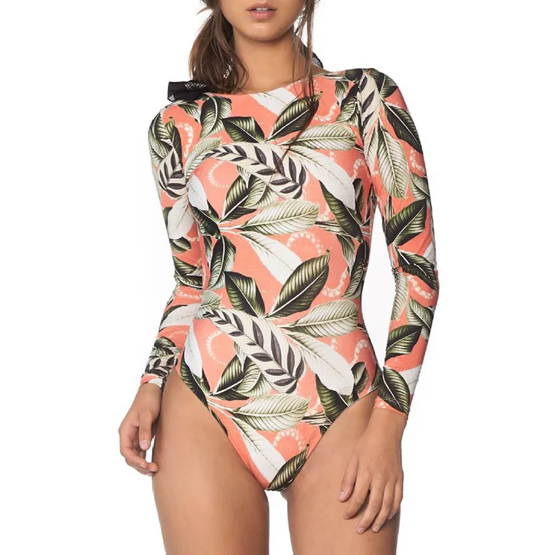 

New One Piece Swimsuit Women Sexy Backless Diving Suit Leaf Print Bathing Suit