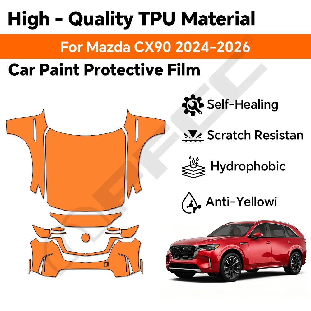 

For Mazda CX-90 CX90 2024-2026 9Mil TPU Paint Protection Film Anti-scratch Car Clear Bra Pre-cut PPF Resistant Repairable Cover