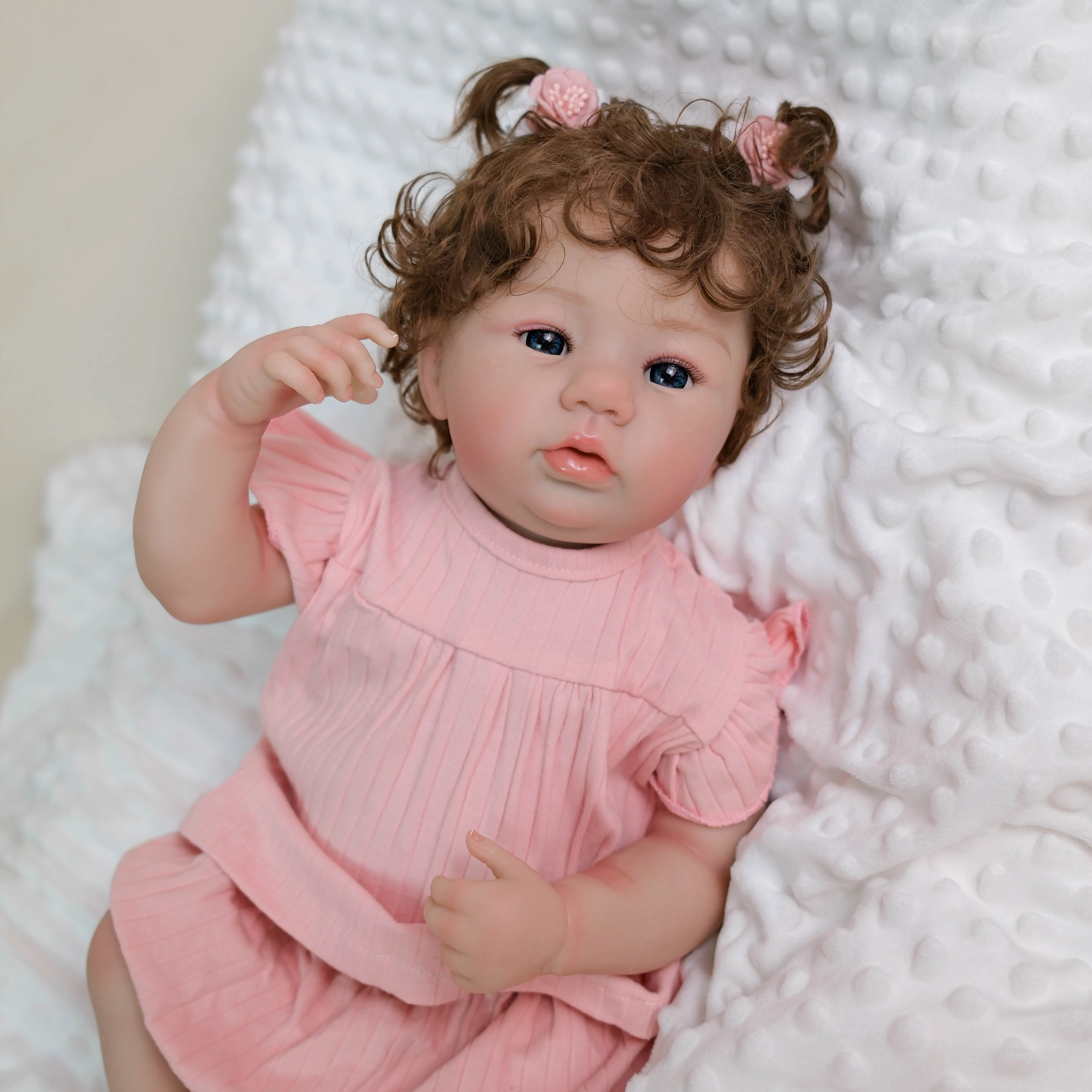 NPK-Muñeca Reborn de vinilo de silicona de 19 pulgadas, Abigail, bebé recién nacido, cuerpo completo, piel 3D, regalo coleccionable de alta calidad