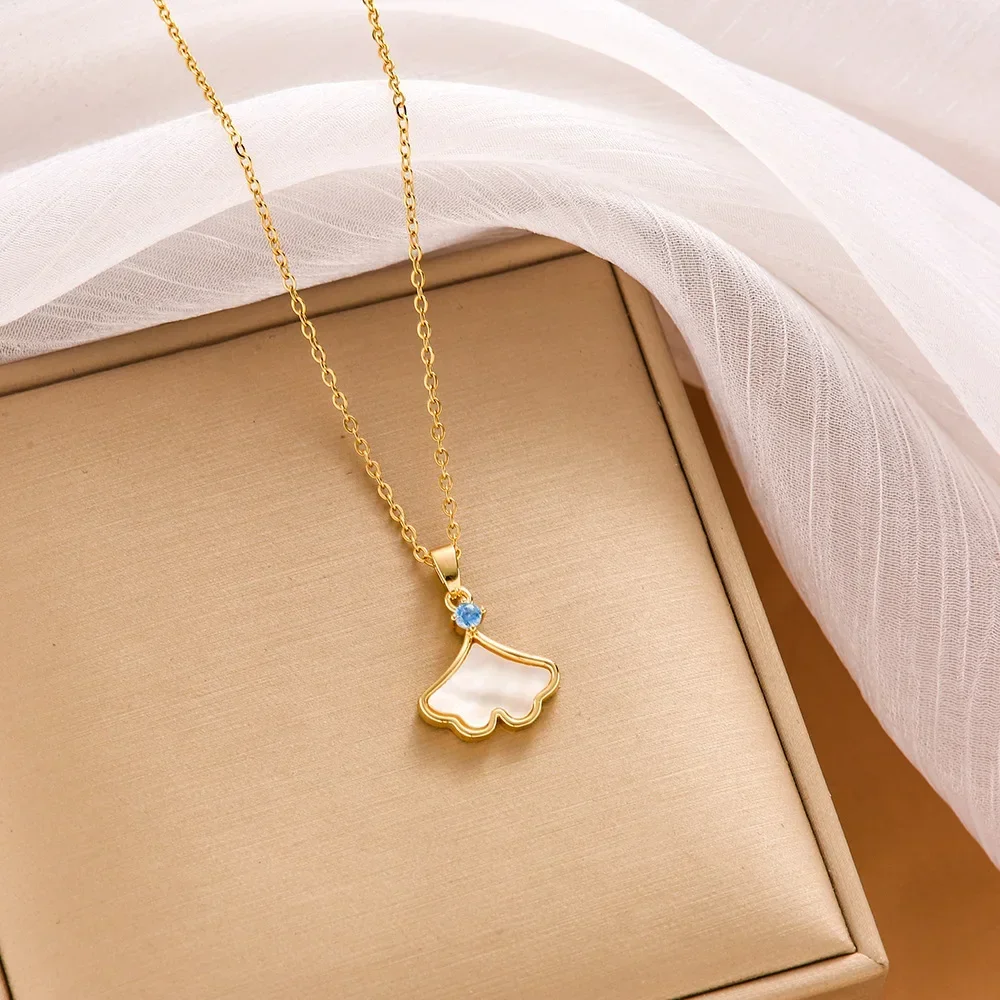 Новая золотая юбка с подвеской, ожерелье, женское белое рябчатое веерообразное высококачественное ожерелье