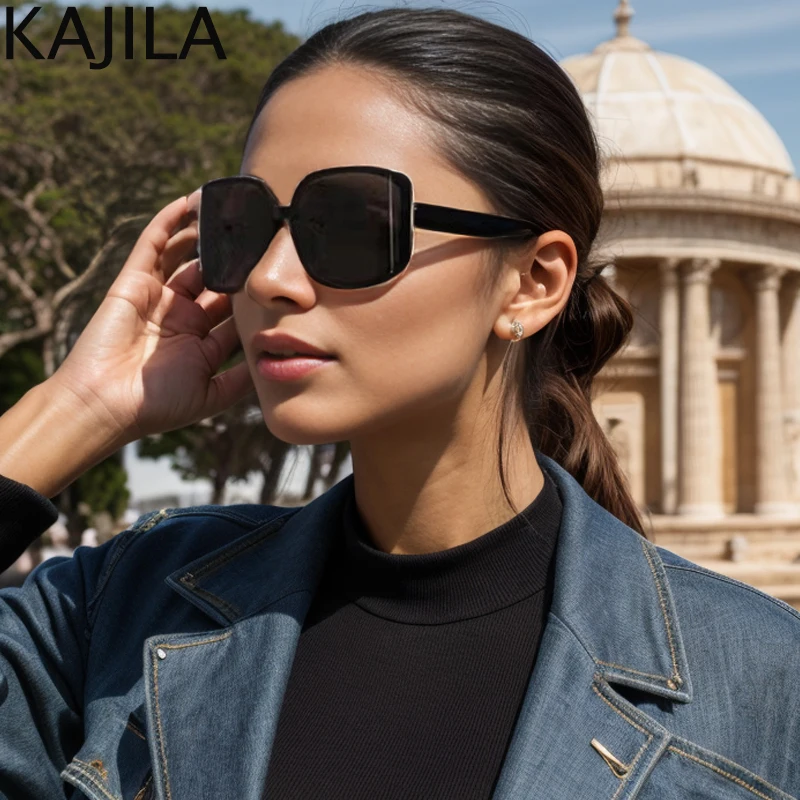 Oversized Square Sunglasses Women Big Frame 2024 Luxury Brand Curved Lens Shield Sun Glasses For Ladies Shades Eyewear Goggle