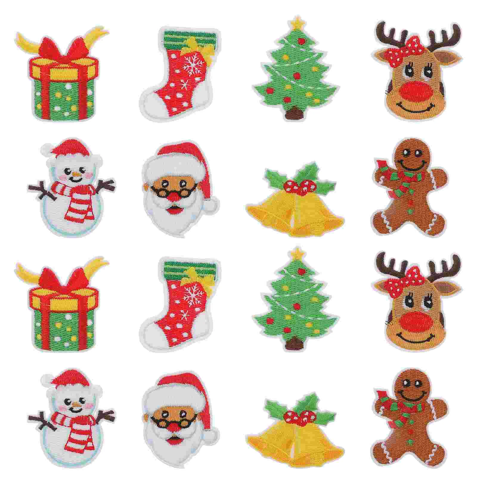 

16 Pcs Christmas Stickers Embroidery Patch Accessories Sewing Patches Hot Melt Adhesive Xmas Clothes DIY Apparel Appliques