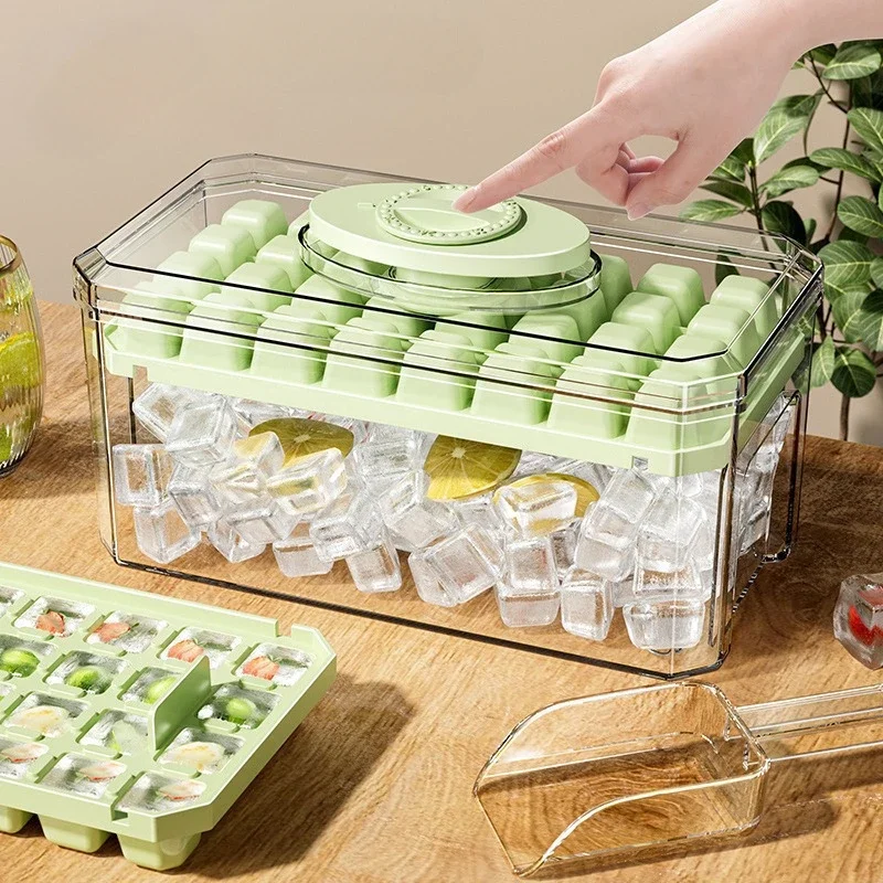 

Press Type Cube Cube Tray with Storage Box Silicone Molds Beer Quick-freeze Home Gadgets Kitchen Accessories