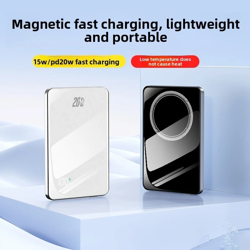 10000mAh Ultra Slim Magnetic Wireless Power Bank Portable Mini Spare Battery for Apple Watch for iPhone 16 15 14 13 12