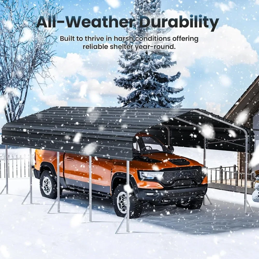 

12x20 FT Heavy Duty Metal Carport, Reinforced Frame and Roof for All-Weather, Outdoor Car Port with Enhanced Base for Car, Boa