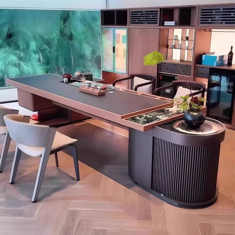 New Chinese-style slate tables and chairs,North American black walnut tables,multi-functional Song-style aesthetic office table