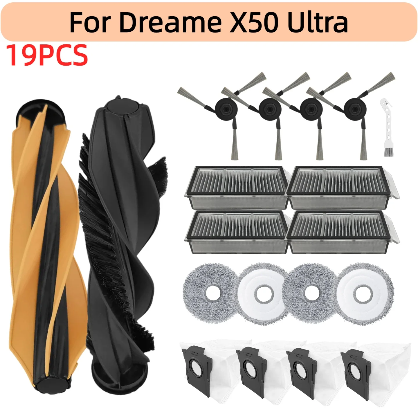 

Accessories for Dreame X50 Ultra, Replacement Parts Main Side Brush Mop Pad Dust Bag & Filter