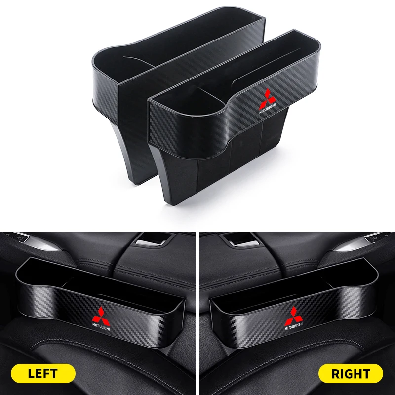 Car Seat Gap Filler Organizer Pocket Box For Mitsubishi Logo ASX Outlander Lancer Pajero Eclipse Galant Mirage Auto Accessories