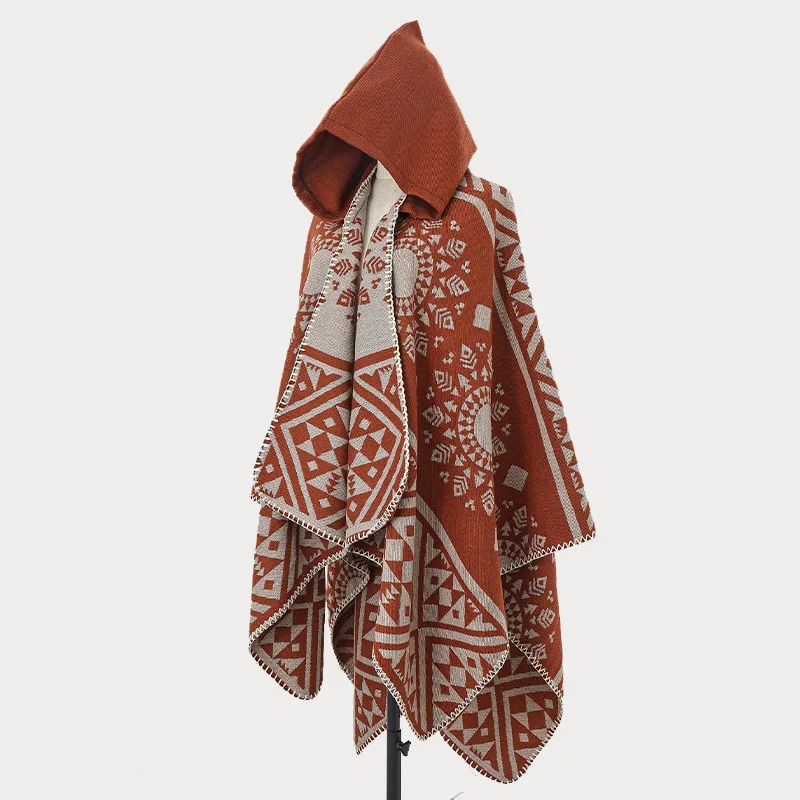 Autumn and Winter New Hooded Cape Shawl Warm Men's Hot Selling Split Cape Travel Driving Multi-purpose Poncho Cloak P7