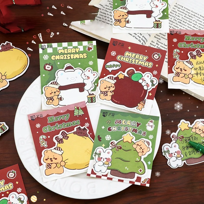 40pcs/lot Kawaii Christmas Rabbit Bear Memo Pad Cute N Times Stationery Label Notepad Bookmark Post School Supplies