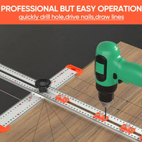 Multifunctional woodworking hole locator Tool 2 in 1 Drilling Positioning Ruler Multi Angle Measuring Ruler T Square Ruler