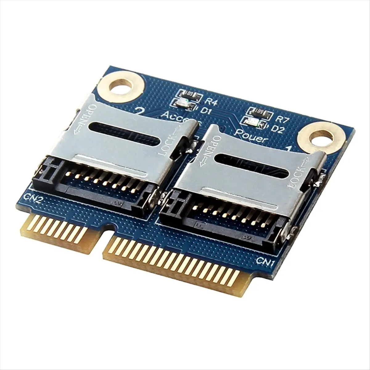 Top Sale Mini Pci-E Adapter 2 SSD HDD for Laptop Dual Micro-SD SDHC SDXC TF to Mini PCIe Memory Card Reader