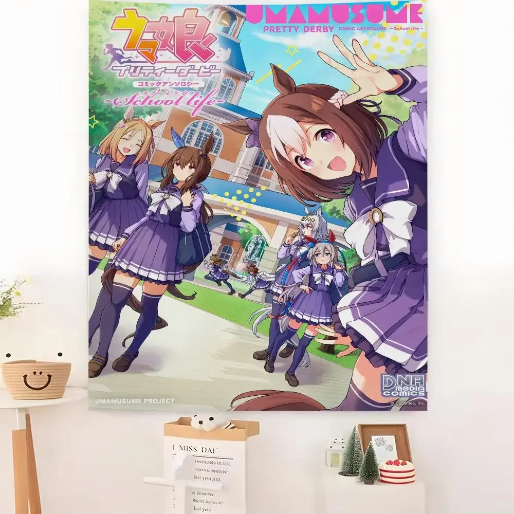 Uma M-Musume Pretty D-Derby Tapestry Microfiber Background Art Decor For Bedroom Bar Outdoor Festival Wall Deco
