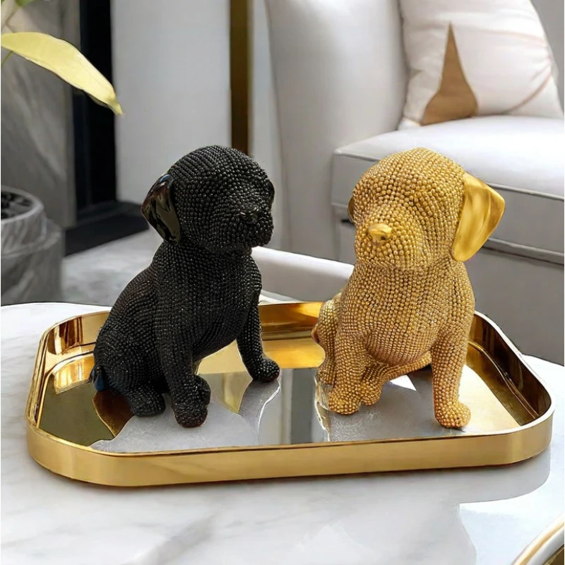 Labrador Retriever Beaded Resin Statue, Suitable for Living Room Bedroom Office Bar Desktop Home Decor Animal Statue.