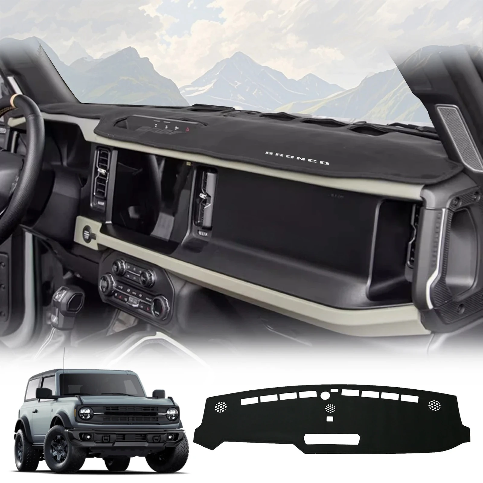

for Ford Bronco 2024 2025 2026 Sunshade Protective Carpet Dash Pad Dashmat Accessories Car Dashboard Mat