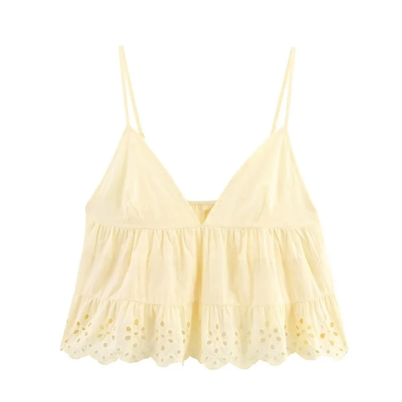 

Новое поступление лета, женский хлопковый топ с вышивкой antou и v-образным вырезом на бретелях, модная повседневная одежда для детей 25–35 лет