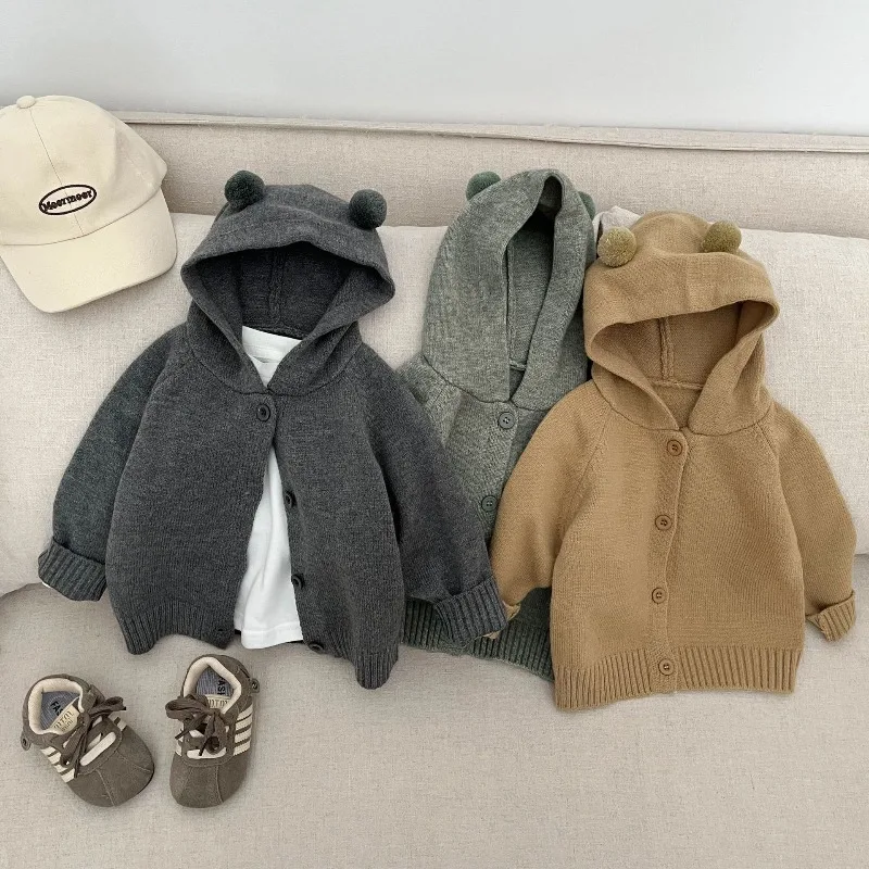 سترة محبوكة كورية جديدة لخريف 2025 للأطفال - سترة بغطاء للرأس ناعمة ودافئة ولطيفة للأطفال الصغار والرضع! #3